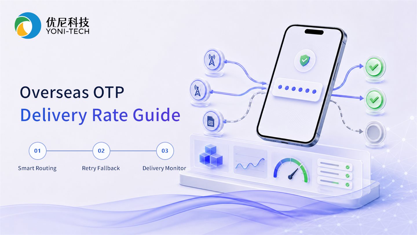 Mobile phone receiving an OTP message representing overseas verification and SMS delivery
